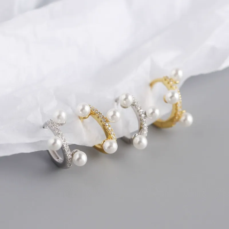 INS2374-Dainty 14K Gold Plated Huggie Hoop Earrings for Women Love Heart Moon Star Pearl Earrings Lightweight Small Hoop Earrings Valentine's Day Wedding jewelry