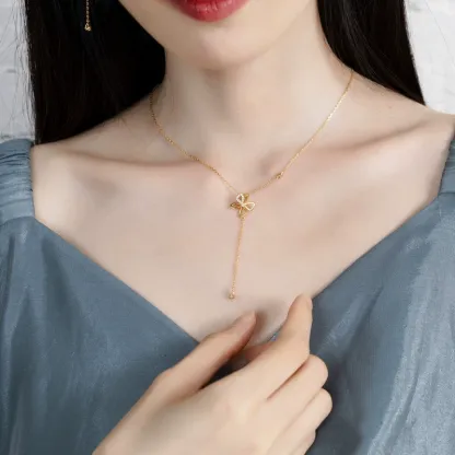 INS3114-Wiwpar Long Chain Necklace Butterfly Pendant Sweater Necklace with Created Crystals Rhinestone Butterfly Long Tassel Chain Necklace Fashion Jewelry for Women Wedding (Silver)