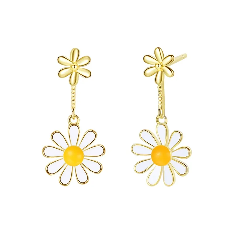 INS2417SLUYNZ 925 Sterling Silver Small Daisy Earrings Stud for Women Teens Flower Earring Studs