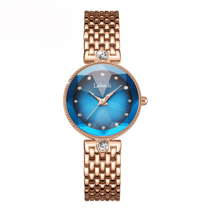 W-2058-Watches for Women Rose Gold Stainless Ladies Female Fashion Luxury Diamond Dress Business Waterproof Quartz Girls Wife Gifts Crystal Blue Wrist Watch