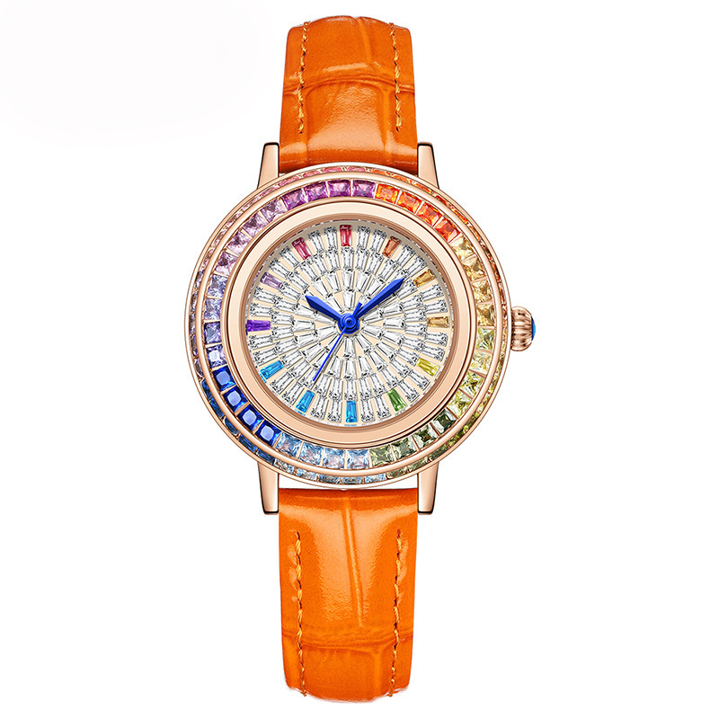 W-2033-Watch Women Ladies Quartz Wrist Watch Leather Strap Round Women Watch Waterproof