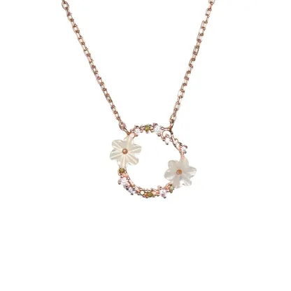 INS3134-Flower Loop Pendant Necklace Fashion Classic Circle Necklace for Women Luxury Jewelry