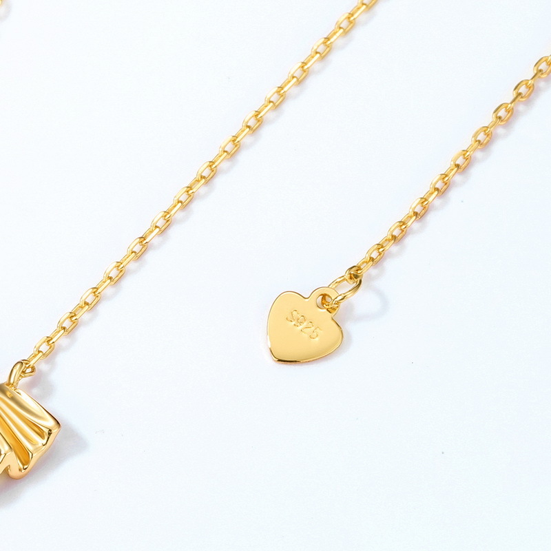 INS3268-Vintage 14K Gold Shell Pearl Necklace for Women, Gesang Flower/Maple Leaf Pendant, Fashion Jewelry for Special Occasions