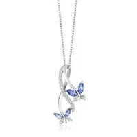 INS3079-925 Sterling Silver Blue Topaz Butterfly Pendant Necklace For Women Jewelry Gift