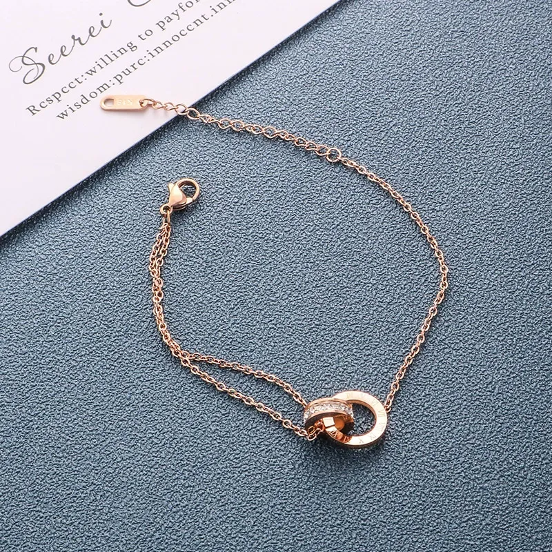INS4054-Valentine's Day Jewelry Gift 316l Stainless Steel Titanium Bracelet Rose Gold Adjustable Bracelets Link for Women