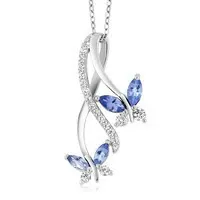INS3079-925 Sterling Silver Blue Topaz Butterfly Pendant Necklace For Women Jewelry Gift