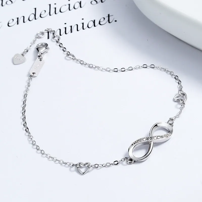 INS4024-POPLYKE 925 Sterling Silver Infinity/Cow/Wing/Cross/Heart Bracelet for Mom and Daughter Jewelry Birthday