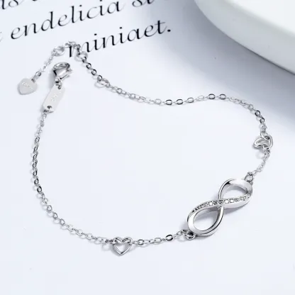 INS4024-POPLYKE 925 Sterling Silver Infinity/Cow/Wing/Cross/Heart Bracelet for Mom and Daughter Jewelry Birthday