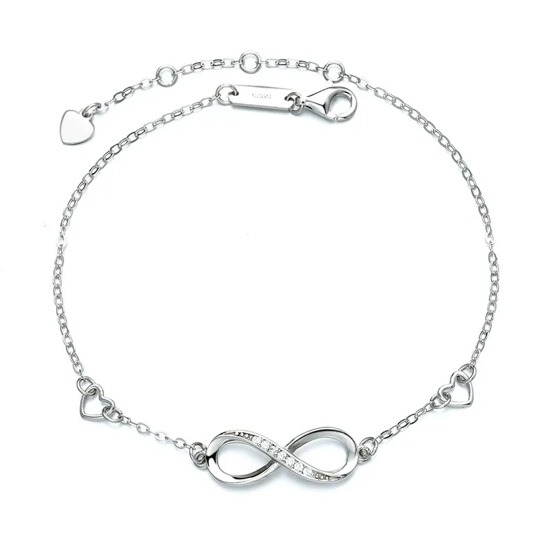 INS4024-POPLYKE 925 Sterling Silver Infinity/Cow/Wing/Cross/Heart Bracelet for Mom and Daughter Jewelry Birthday