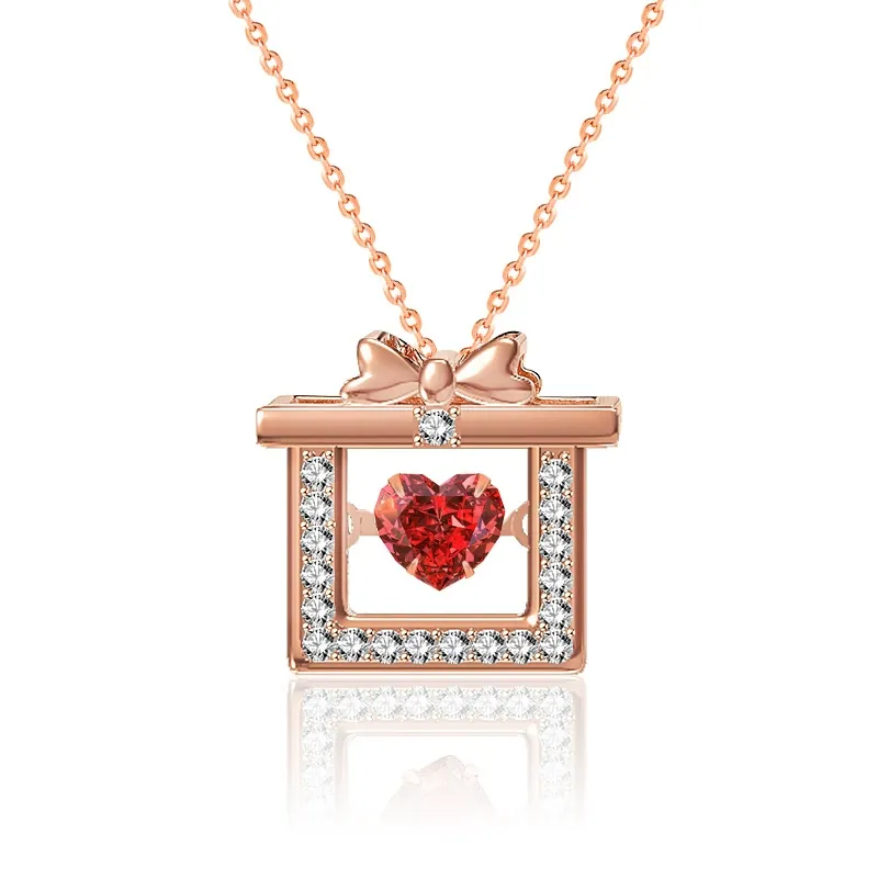 INS3026-Christmas 925 Sterling Silver Pendant Necklace Gold Plated for Women Holiday Gifts for Lover Mom Friends Teens Christmas New Year Valentine Jewelry