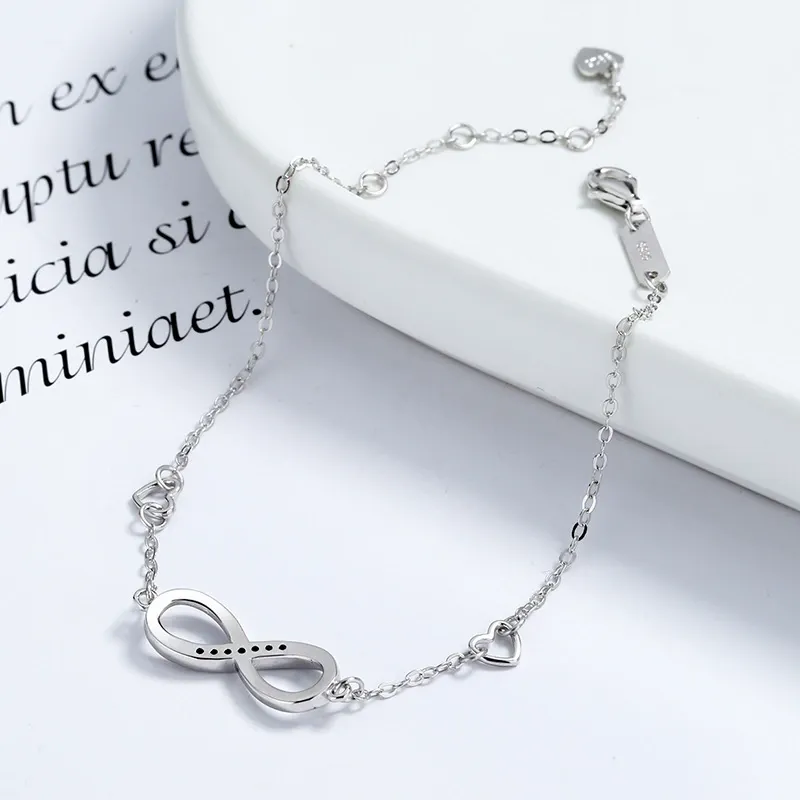 INS4024-POPLYKE 925 Sterling Silver Infinity/Cow/Wing/Cross/Heart Bracelet for Mom and Daughter Jewelry Birthday