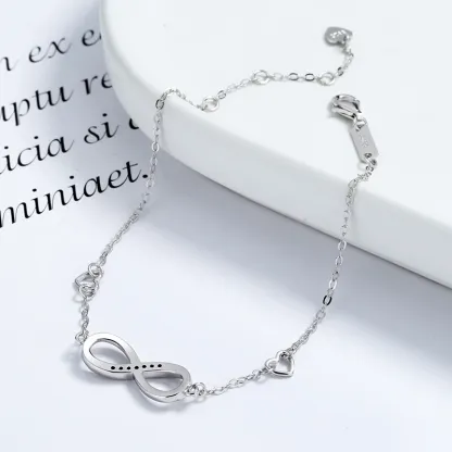 INS4024-POPLYKE 925 Sterling Silver Infinity/Cow/Wing/Cross/Heart Bracelet for Mom and Daughter Jewelry Birthday