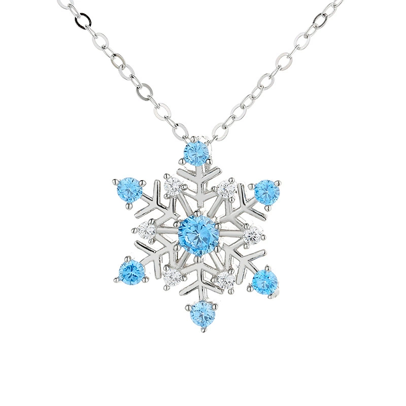 INS3150-PINK TOWN Christmas Jewelry Necklace for Women,Crystal Snowflake Pendant Necklace Sparkling Blue White Rhinestone Snowflower Necklace Fashion Winter Christmas Jewelry