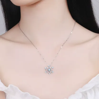 INS3150-PINK TOWN Christmas Jewelry Necklace for Women,Crystal Snowflake Pendant Necklace Sparkling Blue White Rhinestone Snowflower Necklace Fashion Winter Christmas Jewelry