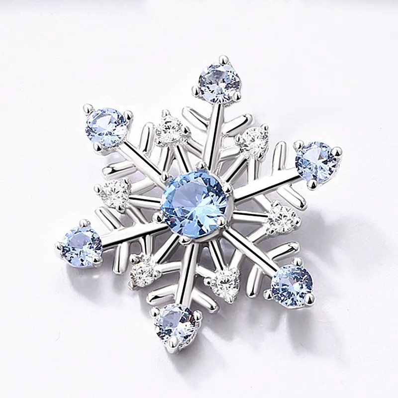 INS2305-Snowflake Necklace Earring Studs Sterling Silver Christmas Gift White Blue Snowflakes Winter Holiday Jewelry Gifts for Women