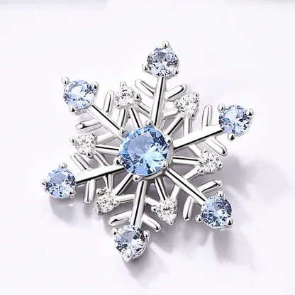 INS2305-Snowflake Necklace Earring Studs Sterling Silver Christmas Gift White Blue Snowflakes Winter Holiday Jewelry Gifts for Women