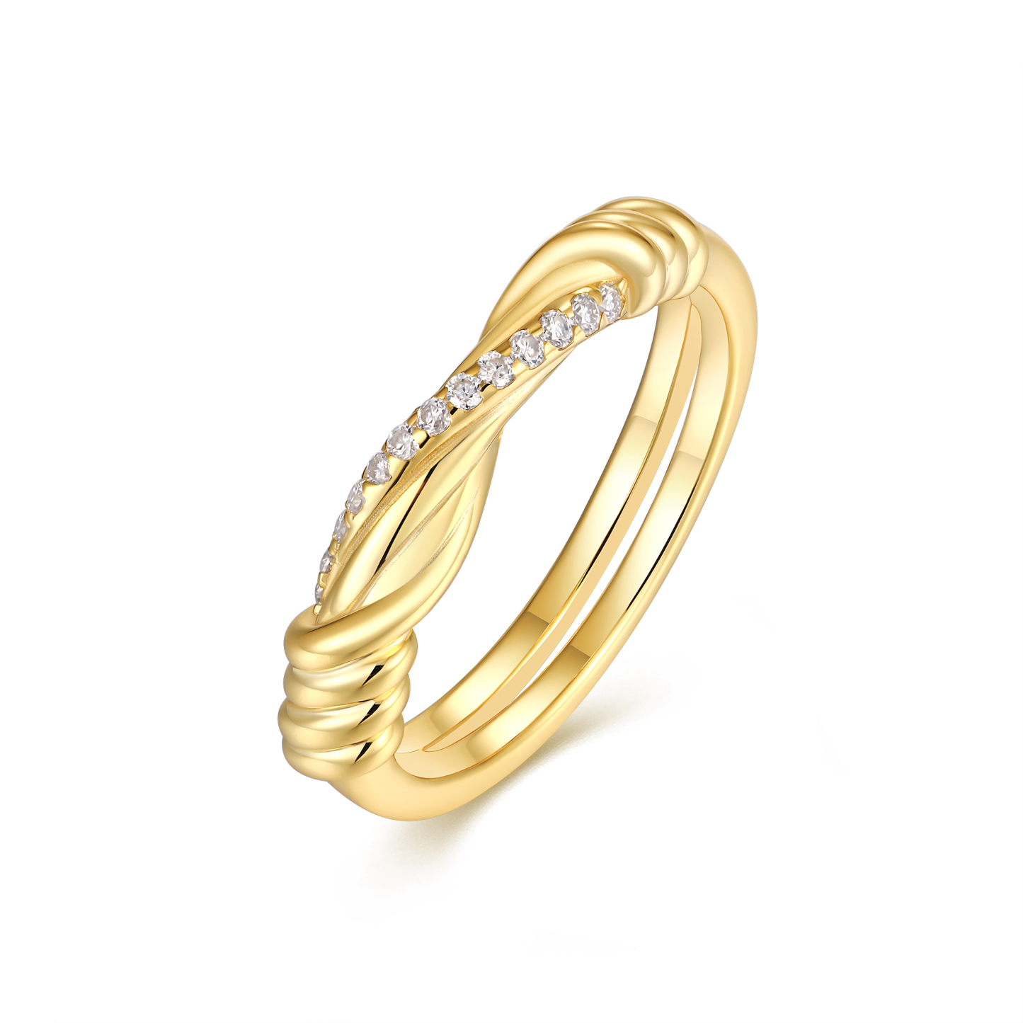 Z001-SR15514Y01-wisted Heart Gold Diamond Ring