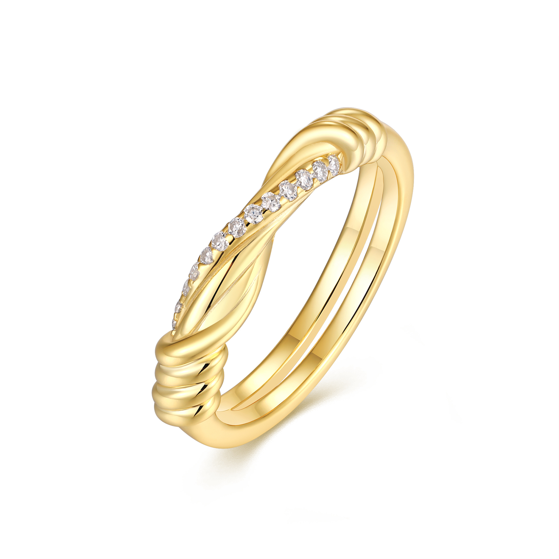 Z001-SR15514Y01-wisted Heart Gold Diamond Ring
