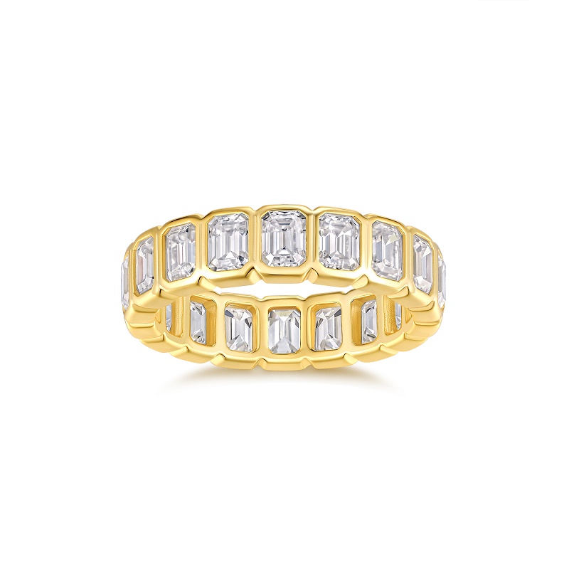 Z001-SR15280-Gold Twisted Diamond Language Ring