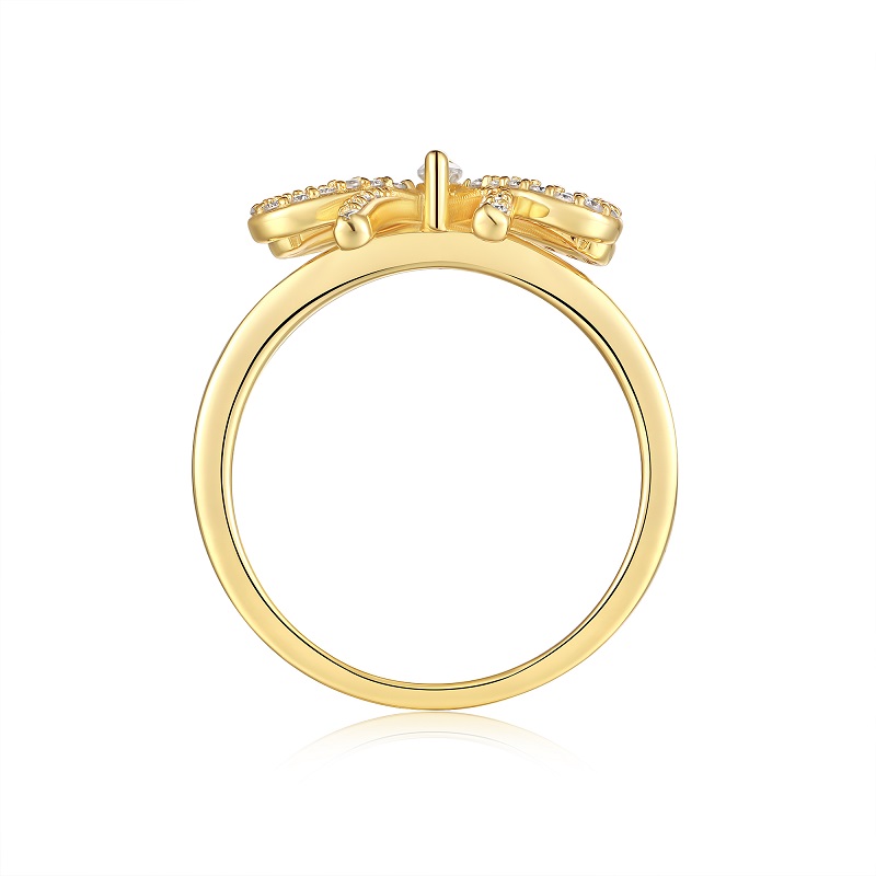 Z001-SR15448Y01-Soft Vine Gold Diamond Ring