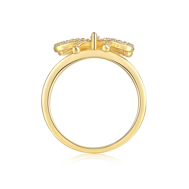 Z001-SR15448Y01-Soft Vine Gold Diamond Ring