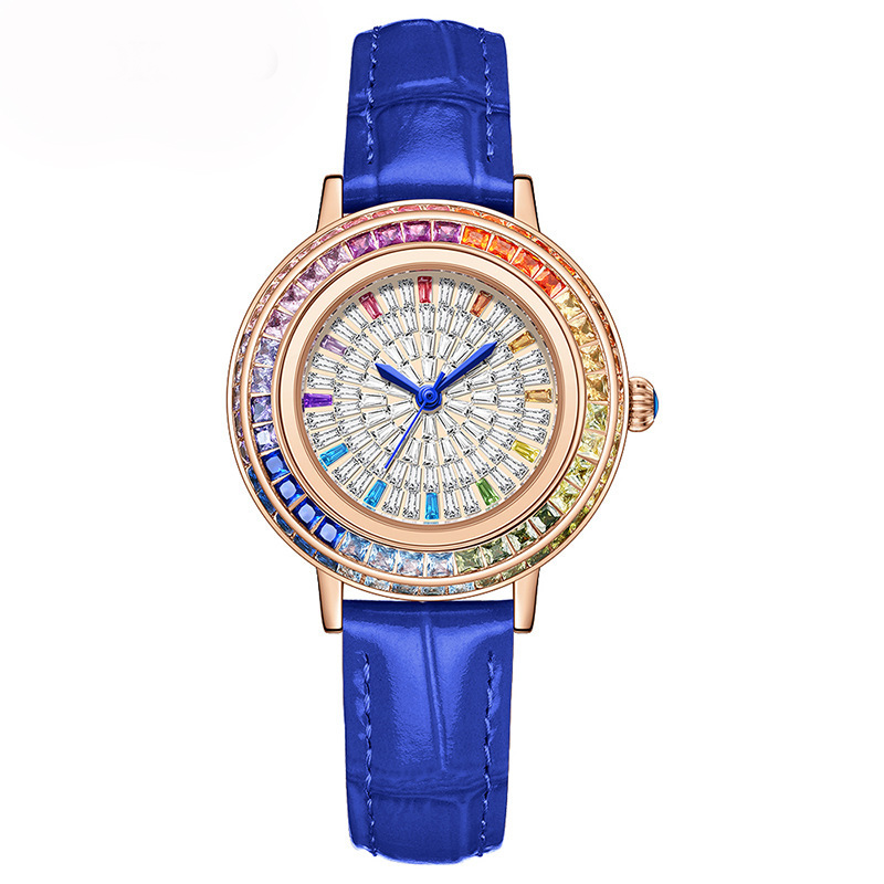 W-2033-Watch Women Ladies Quartz Wrist Watch Leather Strap Round Women Watch Waterproof