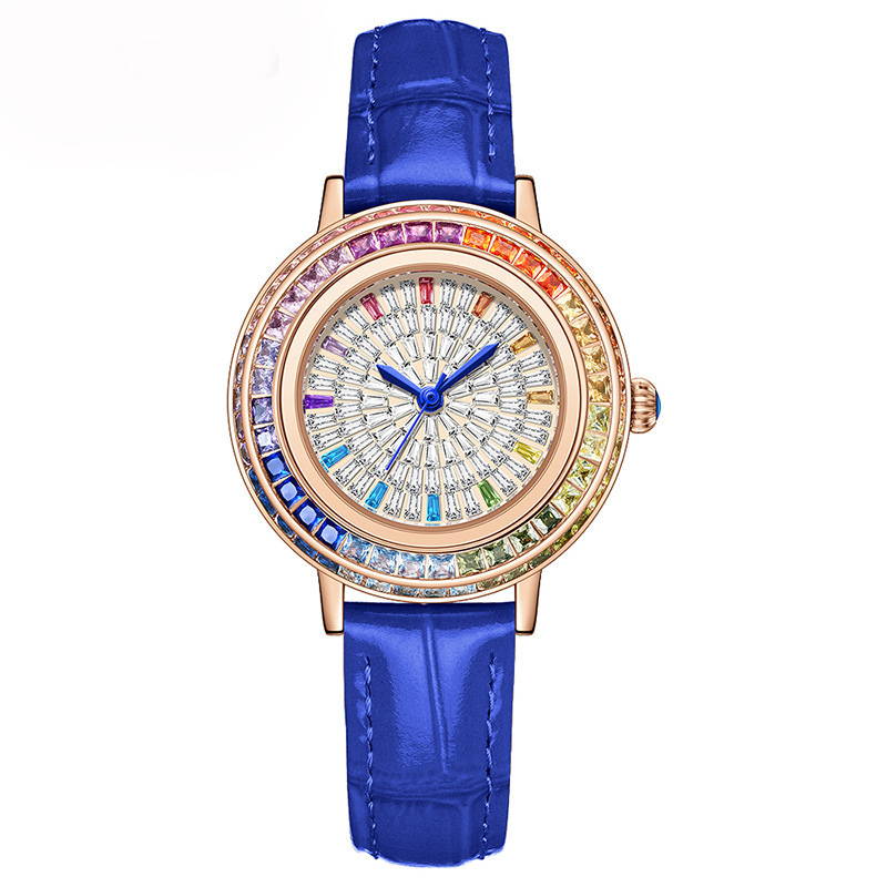 W-2033-Watch Women Ladies Quartz Wrist Watch Leather Strap Round Women Watch Waterproof