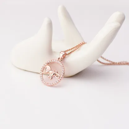 INS3158-Uloveido Rose Gold Cubic Zirconia 12 Zodiac Constellation Pendant Necklace Birthday Gift N1047