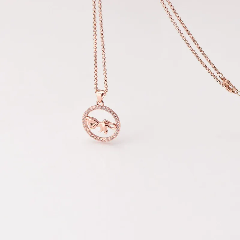 INS3158-Uloveido Rose Gold Cubic Zirconia 12 Zodiac Constellation Pendant Necklace Birthday Gift N1047