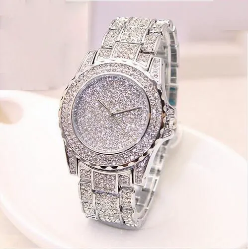 W-2051-Luxury Women Watch Bling Bling Fashion Jewelry Crystal Diamond Rhinestone Ladies Watches Steel Band Round Dial Analog Clock Classic Quartz Female Charm Bracelet Dress Wristwatches