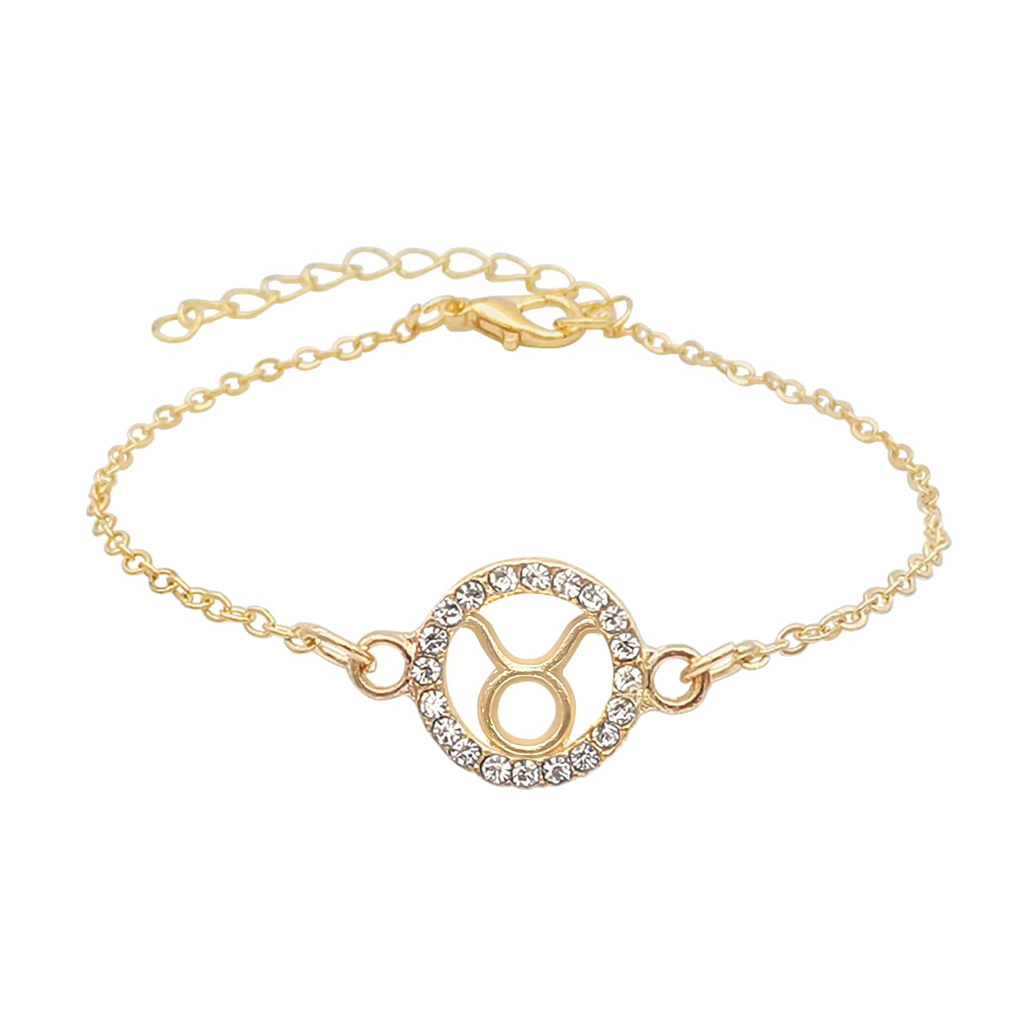 INS4015-Zodiac Charm Link Chain Bracelet for Women Men, Adjustable Zircon Bracelet Zodiac Sign Bracelet Birthday Gift