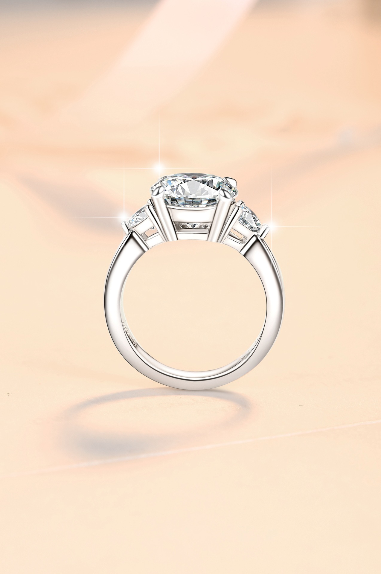 Mois Valentine Gift for Her Sterling Silver, Diamond Ring 4-Prong Set, 1.64 CT VVS1 Colorless Round Cut, Moissanite Engagement Ring for Women Customized Ring