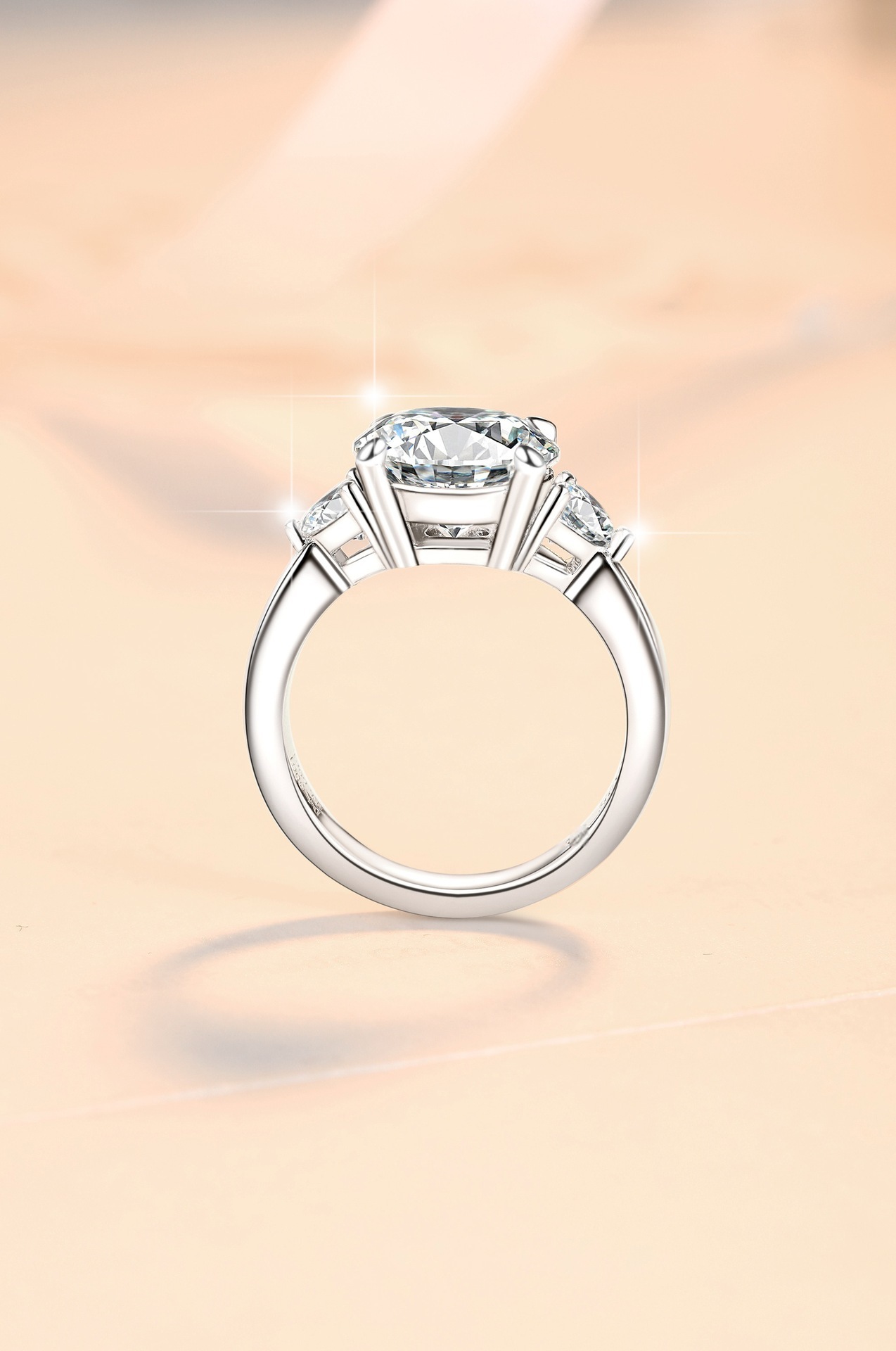 Mois Valentine Gift for Her Sterling Silver, Diamond Ring 4-Prong Set, 1.64 CT VVS1 Colorless Round Cut, Moissanite Engagement Ring for Women Customized Ring