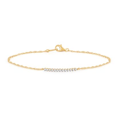 INS4107-Jewelili Yellow Gold over Sterling Silver Lab Grown Diamond Chain Bracelet for Women | 1/10 CTTW | 7.25" | Timeless Jewelry Gift for Her | Gift Box Included