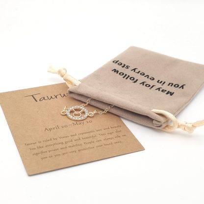 INS4015-Zodiac Charm Link Chain Bracelet for Women Men, Adjustable Zircon Bracelet Zodiac Sign Bracelet Birthday Gift