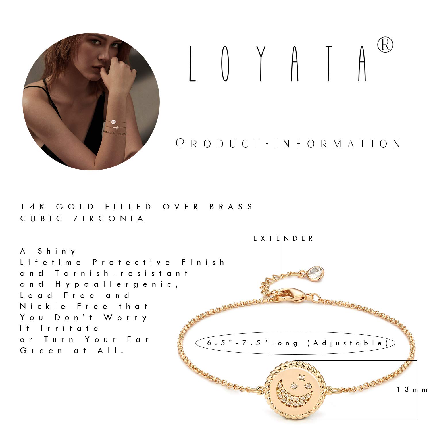 INS4060-LOYATA Gold Bracelet Gold 14K Gold Filled Dainty Chain Simple Jewelry Gift for Women