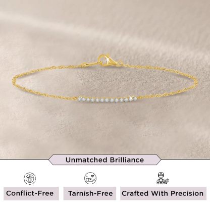 INS4107-Jewelili Yellow Gold over Sterling Silver Lab Grown Diamond Chain Bracelet for Women | 1/10 CTTW | 7.25" | Timeless Jewelry Gift for Her | Gift Box Included