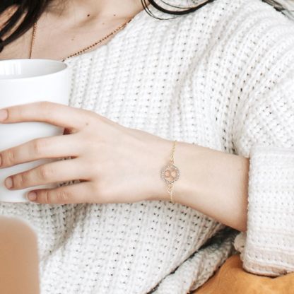 INS4015-Zodiac Charm Link Chain Bracelet for Women Men, Adjustable Zircon Bracelet Zodiac Sign Bracelet Birthday Gift