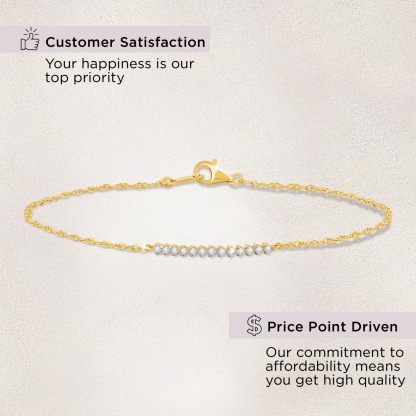 INS4107-Jewelili Yellow Gold over Sterling Silver Lab Grown Diamond Chain Bracelet for Women | 1/10 CTTW | 7.25" | Timeless Jewelry Gift for Her | Gift Box Included