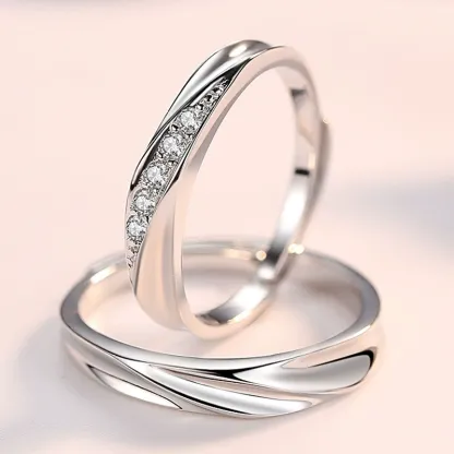 INS1023-[New] Sterling Silver 925, Couple Rings Set, Adjustable Matching Rings, I Love You Wedding Relationship Promise Rings