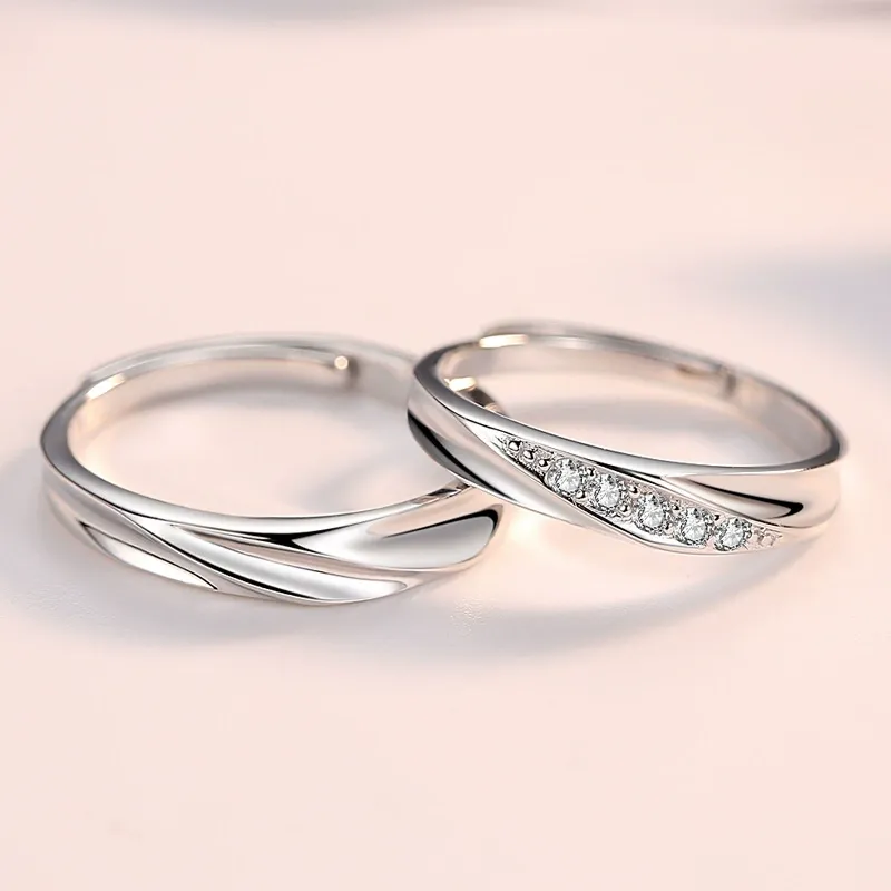 INS1023-[New] Sterling Silver 925, Couple Rings Set, Adjustable Matching Rings, I Love You Wedding Relationship Promise Rings
