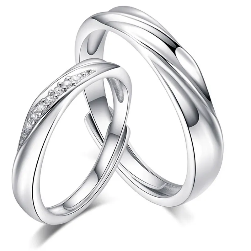 INS1023-[New] Sterling Silver 925, Couple Rings Set, Adjustable Matching Rings, I Love You Wedding Relationship Promise Rings