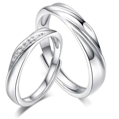 INS1023-[New] Sterling Silver 925, Couple Rings Set, Adjustable Matching Rings, I Love You Wedding Relationship Promise Rings