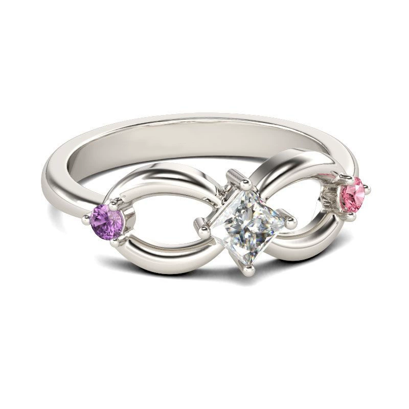 INS1215-Personalized Infinity Mother Rings with 1-3 Birthstones Custom Engraved Name Ring for Women 10K/14K/18K Solid Gold Family Mother Days Christmas Jewelry Gifts For Mom Wife