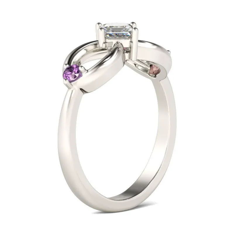 INS1215-Personalized Infinity Mother Rings with 1-3 Birthstones Custom Engraved Name Ring for Women 10K/14K/18K Solid Gold Family Mother Days Christmas Jewelry Gifts For Mom Wife