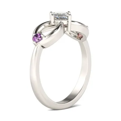 INS1215-Personalized Infinity Mother Rings with 1-3 Birthstones Custom Engraved Name Ring for Women 10K/14K/18K Solid Gold Family Mother Days Christmas Jewelry Gifts For Mom Wife