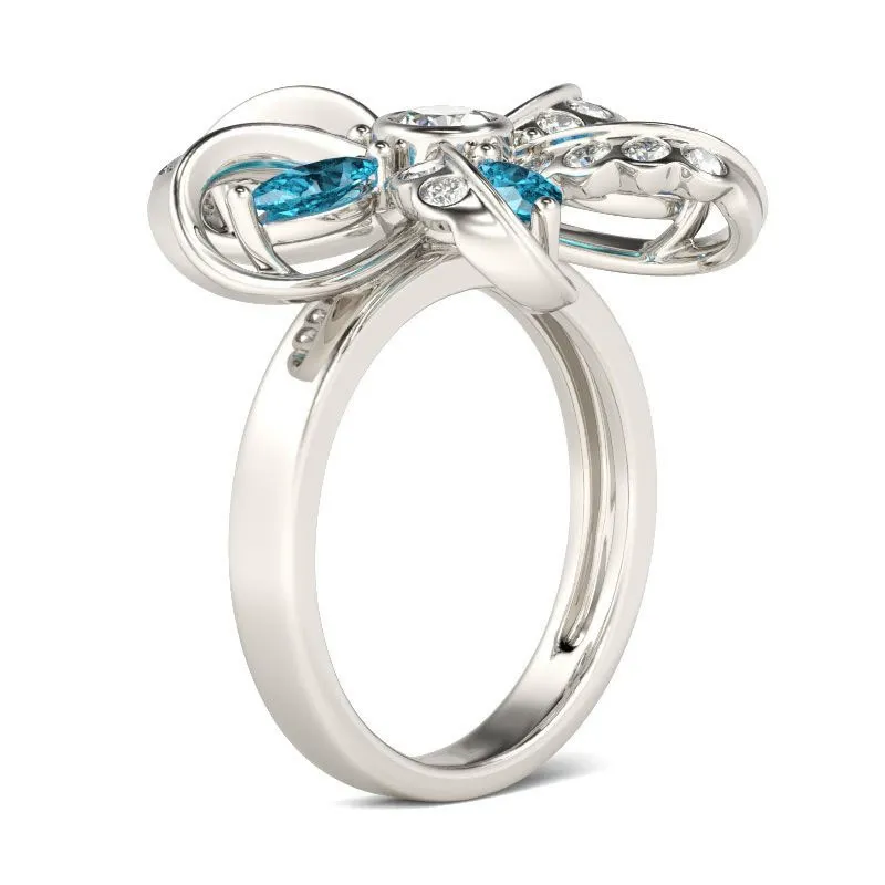 INS1269-Butterfly Rings Celtic Knot Twisted Rings 925 Sterling Silver Birthstone Statement Ring for Women Jewelry Gift