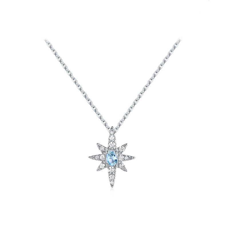 INS3233-Fashion Six-Pointed Star Jewelry Pink Crystal Topaz Stone Fanta-Style Stone-Studded Pendant Female