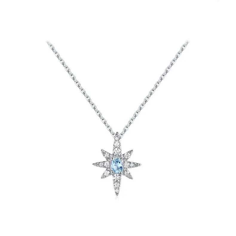 INS3233-Fashion Six-Pointed Star Jewelry Pink Crystal Topaz Stone Fanta-Style Stone-Studded Pendant Female
