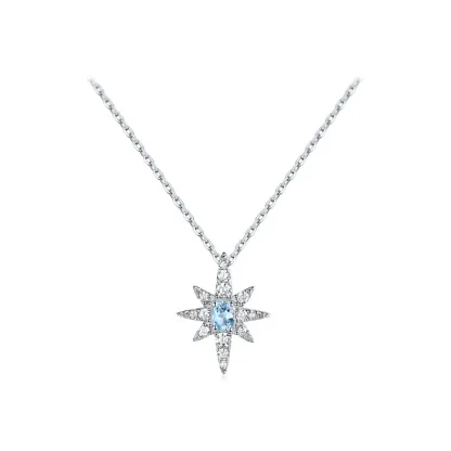 INS3233-Fashion Six-Pointed Star Jewelry Pink Crystal Topaz Stone Fanta-Style Stone-Studded Pendant Female
